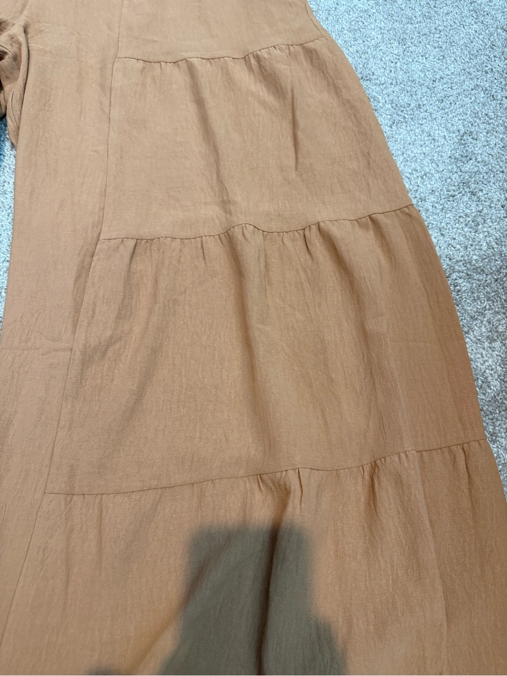 Oddi Wide-Leg Tiered Overalls Jumpsuit in Brown - Picture 2 of 9